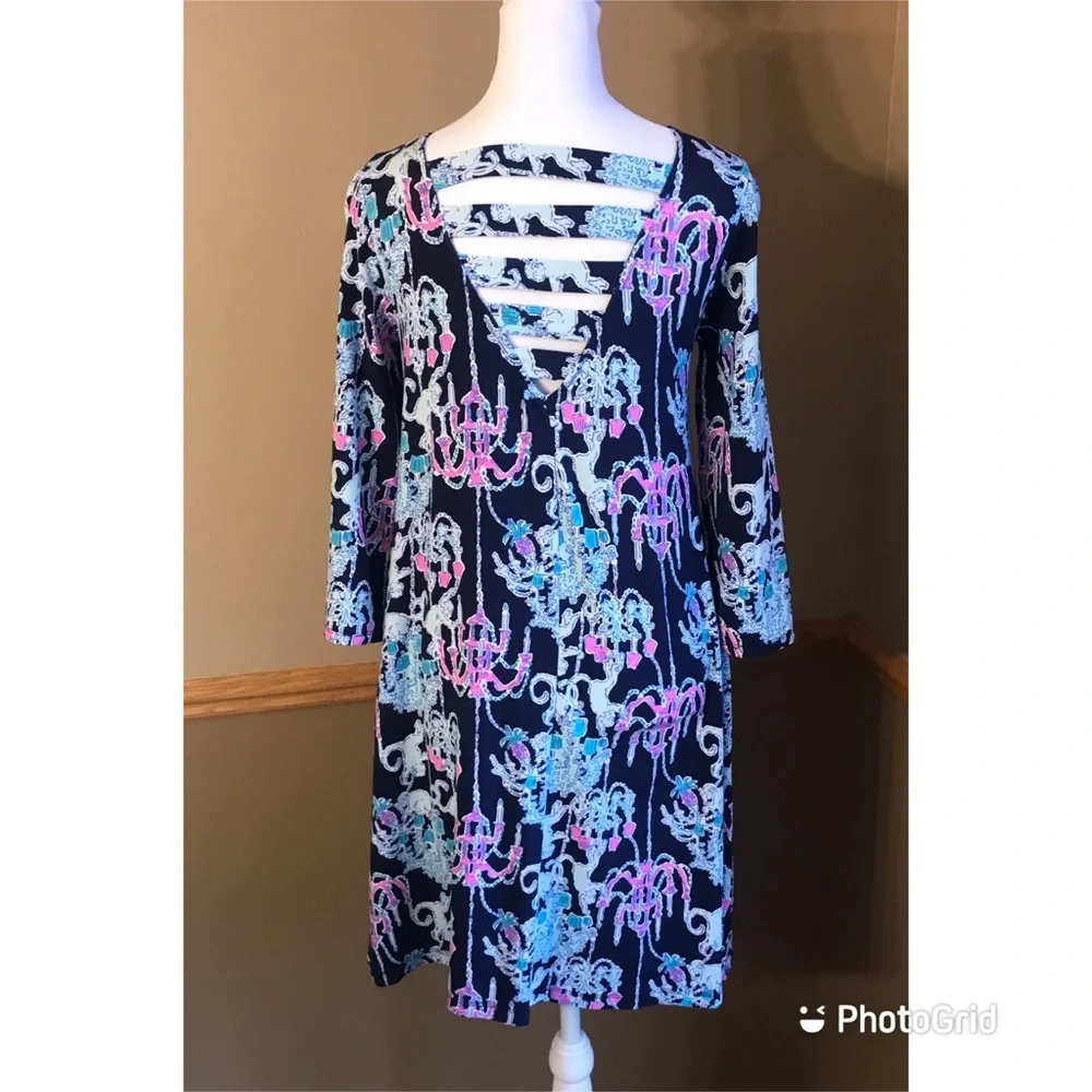 Lilly Pulitzer OPHELIA SWING DRESS Bright Navy Pop Up Monkey Trouble Size XS. - Picture 5 of 8